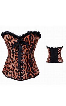 Tiger pattern print Lace trim corsets
